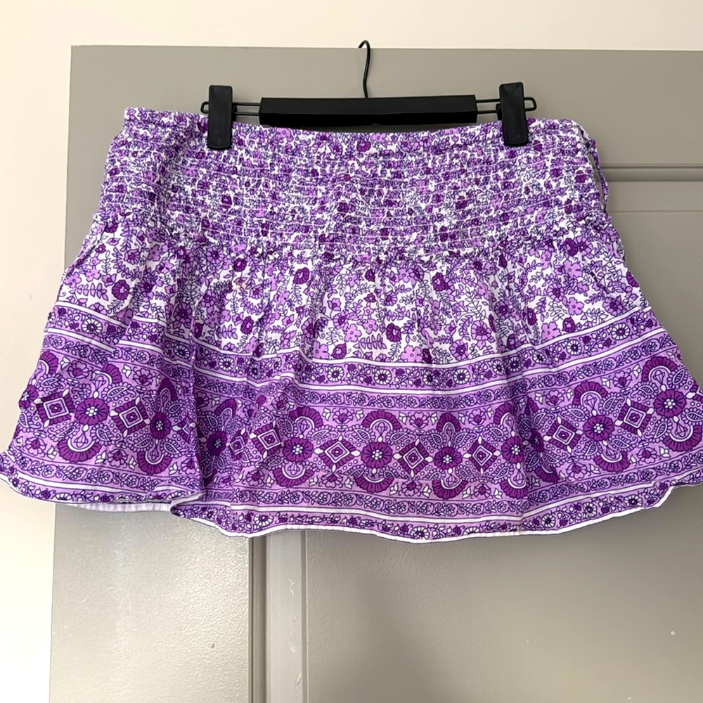 Aerie, purple floral skirt, lined with side detailing